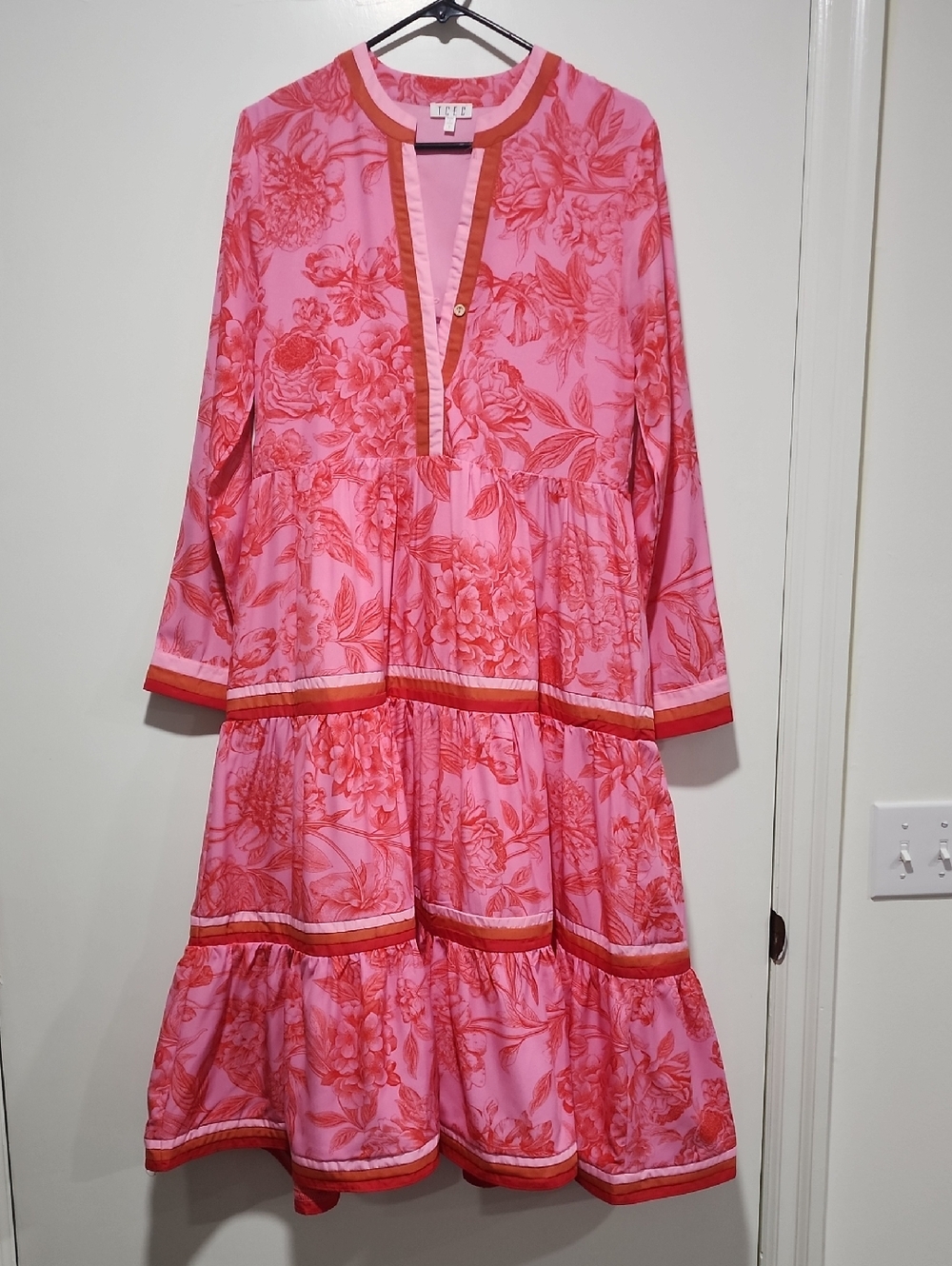 TCEC Pink Dress with Coral Floral Accent